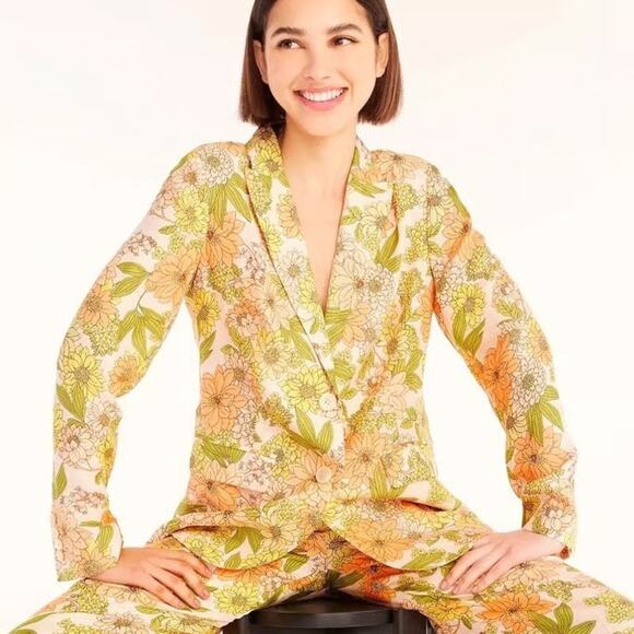 J CREW Peach Parke Blazer Jacket In Zinnia Floral 16 - Picture 1 of 8
